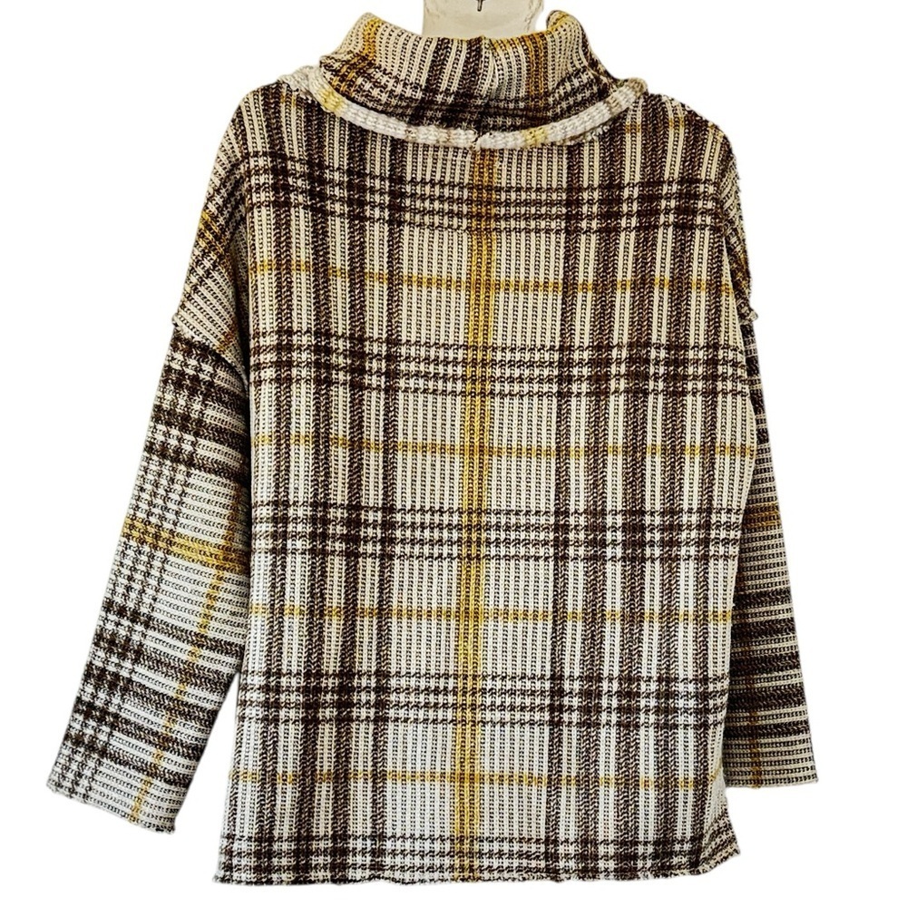 Dylan Los Angeles Plaid Cowl Neck Sweater Dolman Sleeves Oversized Women's XS - Picture 4 of 8